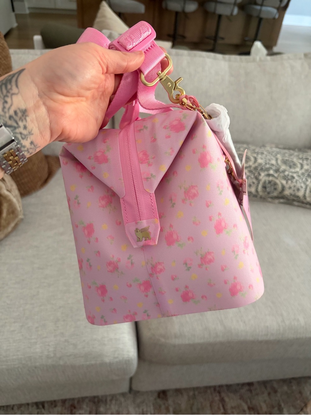 LoveShackFancy x Stanley Pink Floral Crossbody Bag with Gold Hardware - Picture 3 of 4